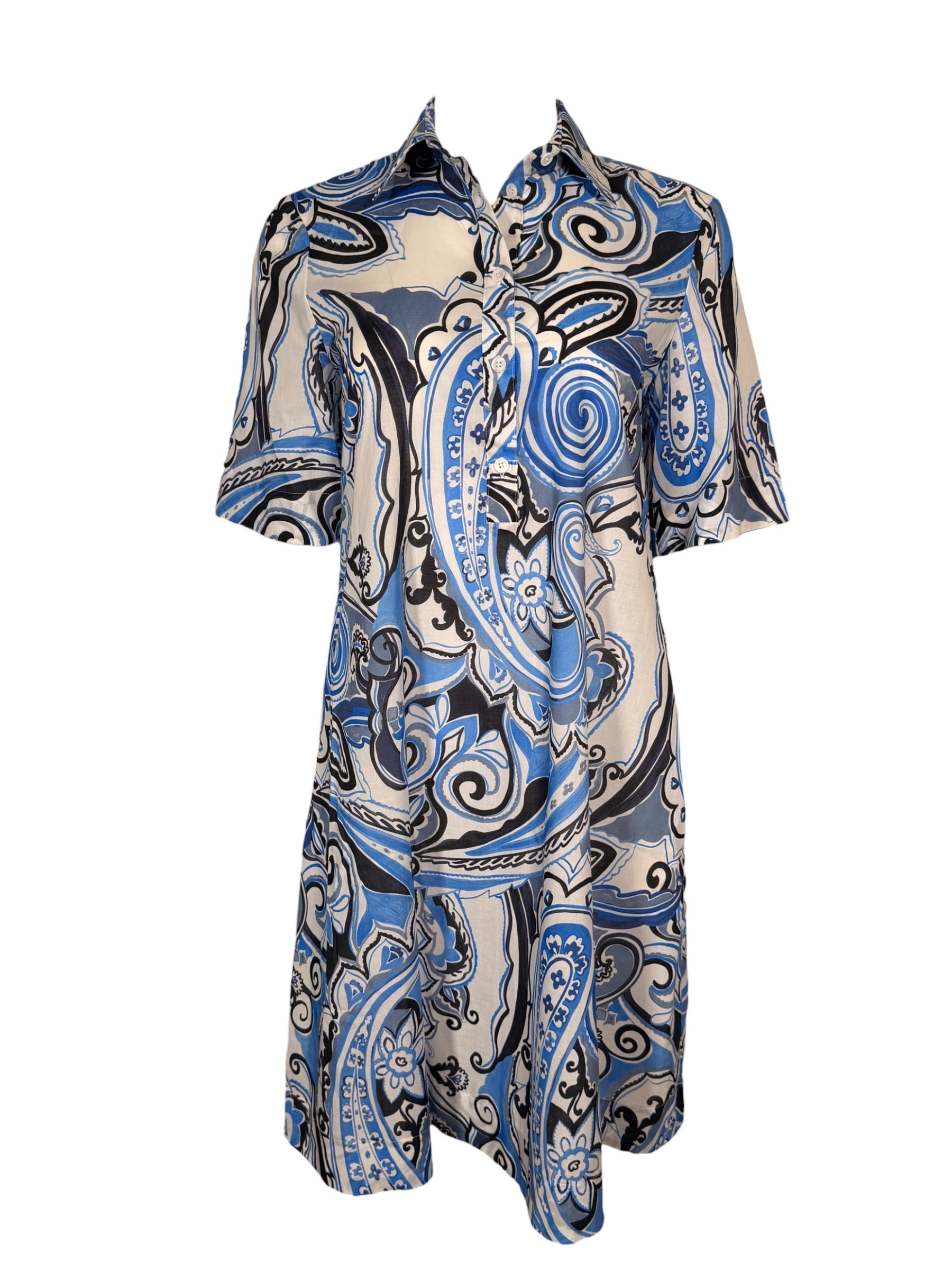 CASMICETTASNOB COTTON DRESS - BLUE PAISLEY PRINT