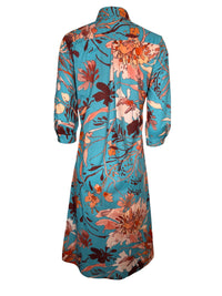 CASMICETTASNOB STRETCH COTTON DRESS - TEAL FLORAL PRINT