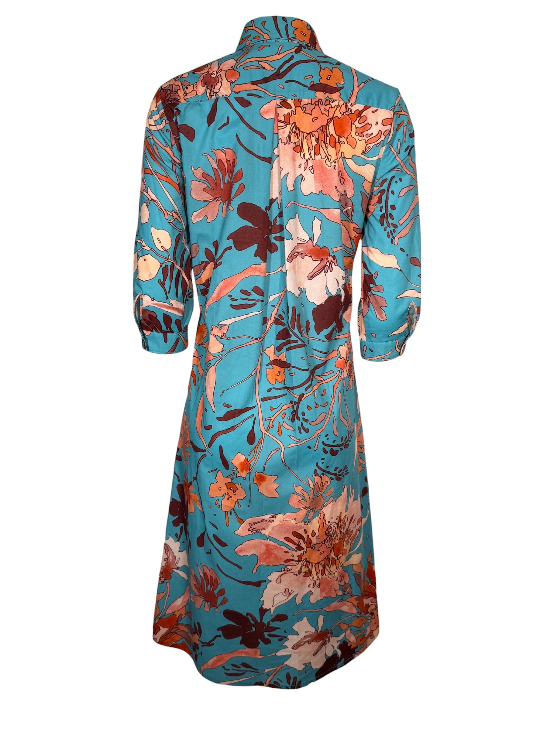 CASMICETTASNOB STRETCH COTTON DRESS - TEAL FLORAL PRINT