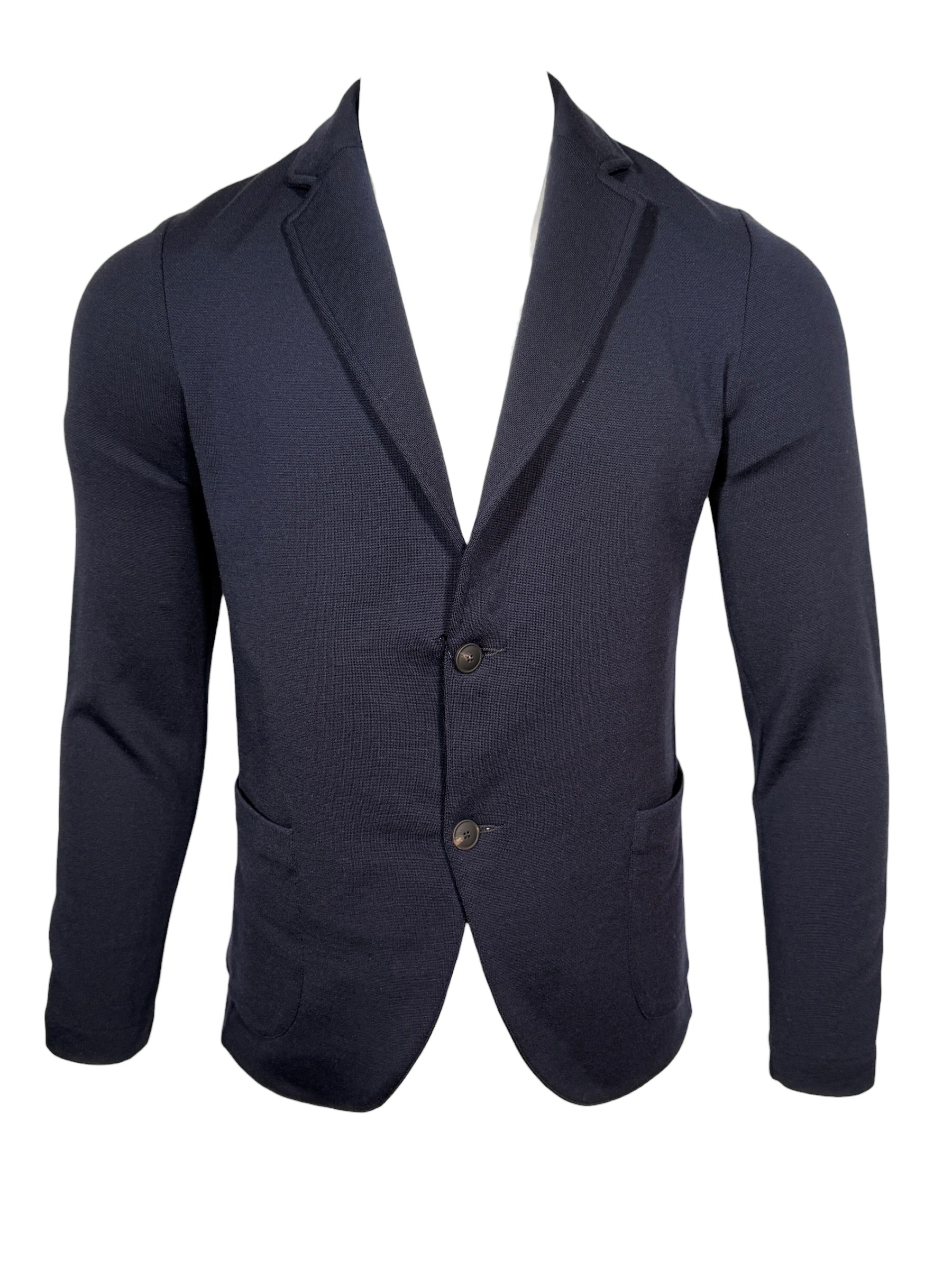 BUTTON DOWN MEN’S SOFT WOOL BLAZER - NAVY