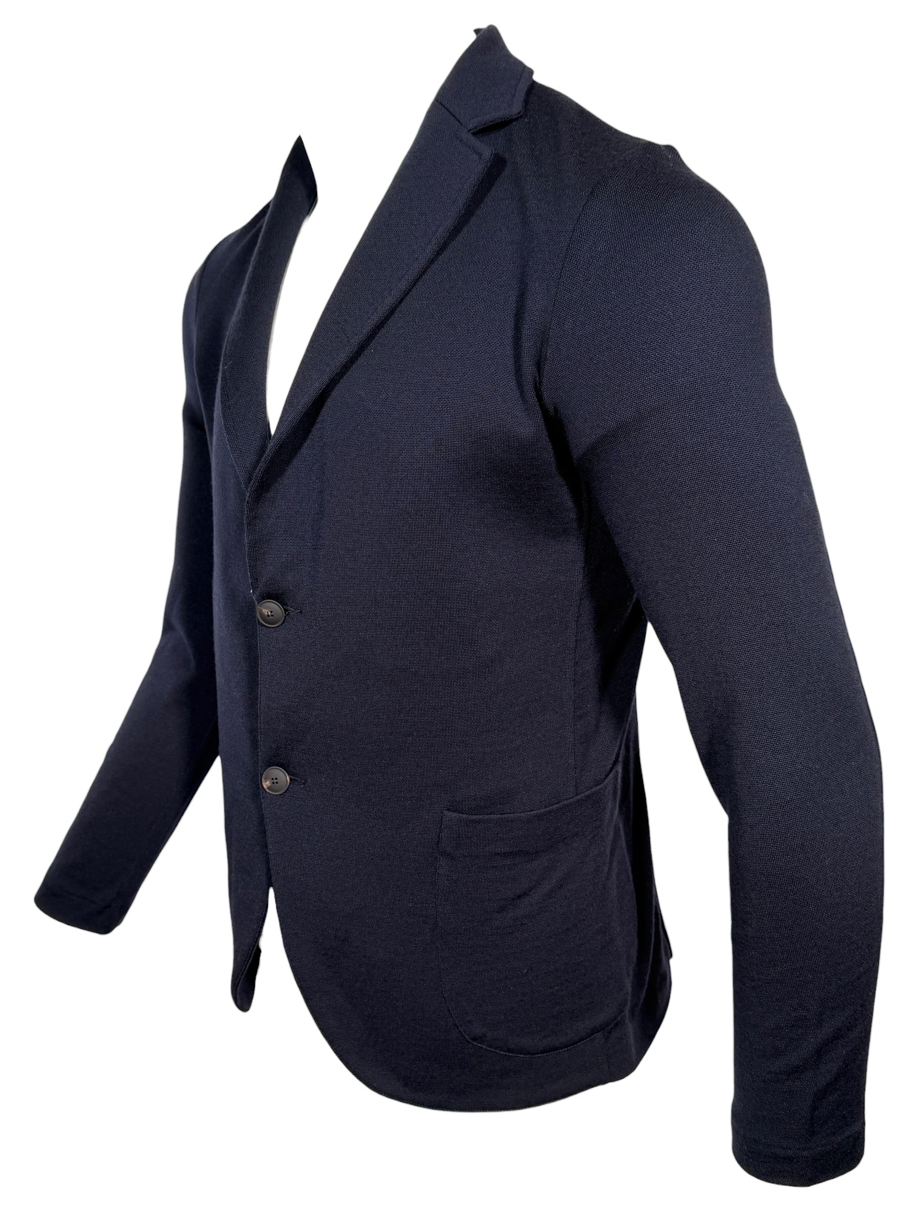 BUTTON DOWN MEN’S SOFT WOOL BLAZER - NAVY