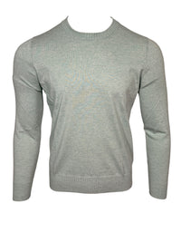 BUTTON DOWN COTTON/CASHMERE CREW SWEATER - HEATHER GREEN