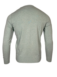 BUTTON DOWN COTTON/CASHMERE CREW SWEATER - HEATHER GREEN