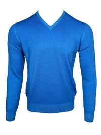 BUTTON DOWN MEN’S VINTAGE MERINO V-NECK SWEATER - BRIGHT BLUE