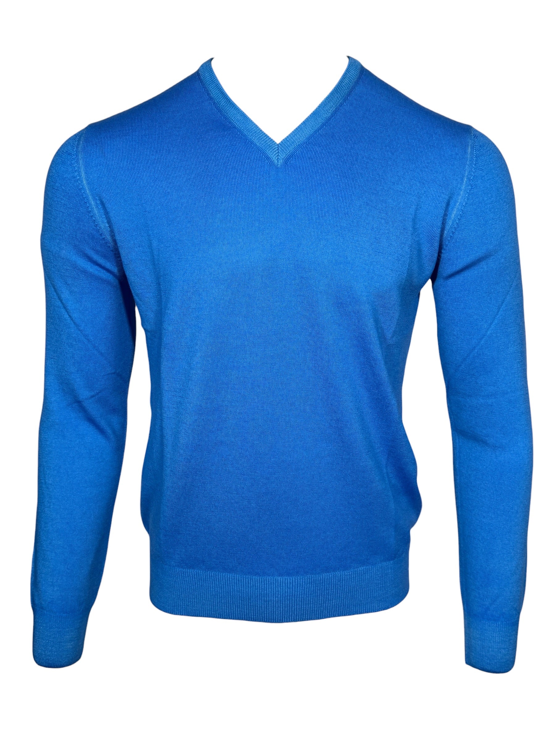 BUTTON DOWN MEN’S VINTAGE MERINO V-NECK SWEATER - BRIGHT BLUE