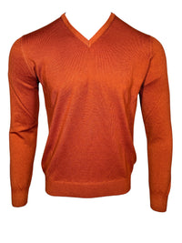 BUTTON DOWN MEN’S VINTAGE MERINO V-NECK SWEATER - ORANGE
