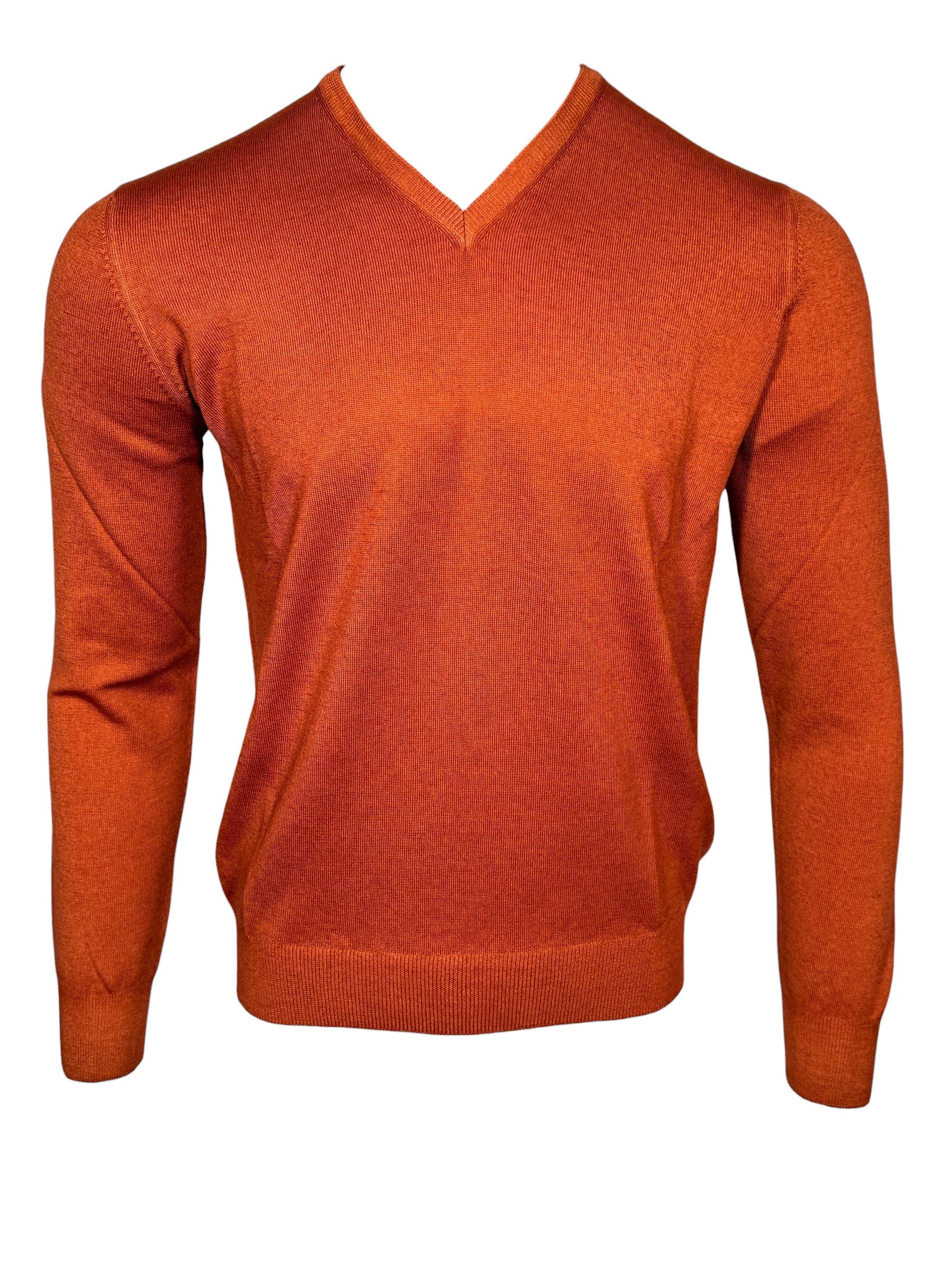 BUTTON DOWN MEN’S VINTAGE MERINO V-NECK SWEATER - ORANGE
