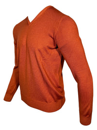 BUTTON DOWN MEN’S VINTAGE MERINO V-NECK SWEATER - ORANGE
