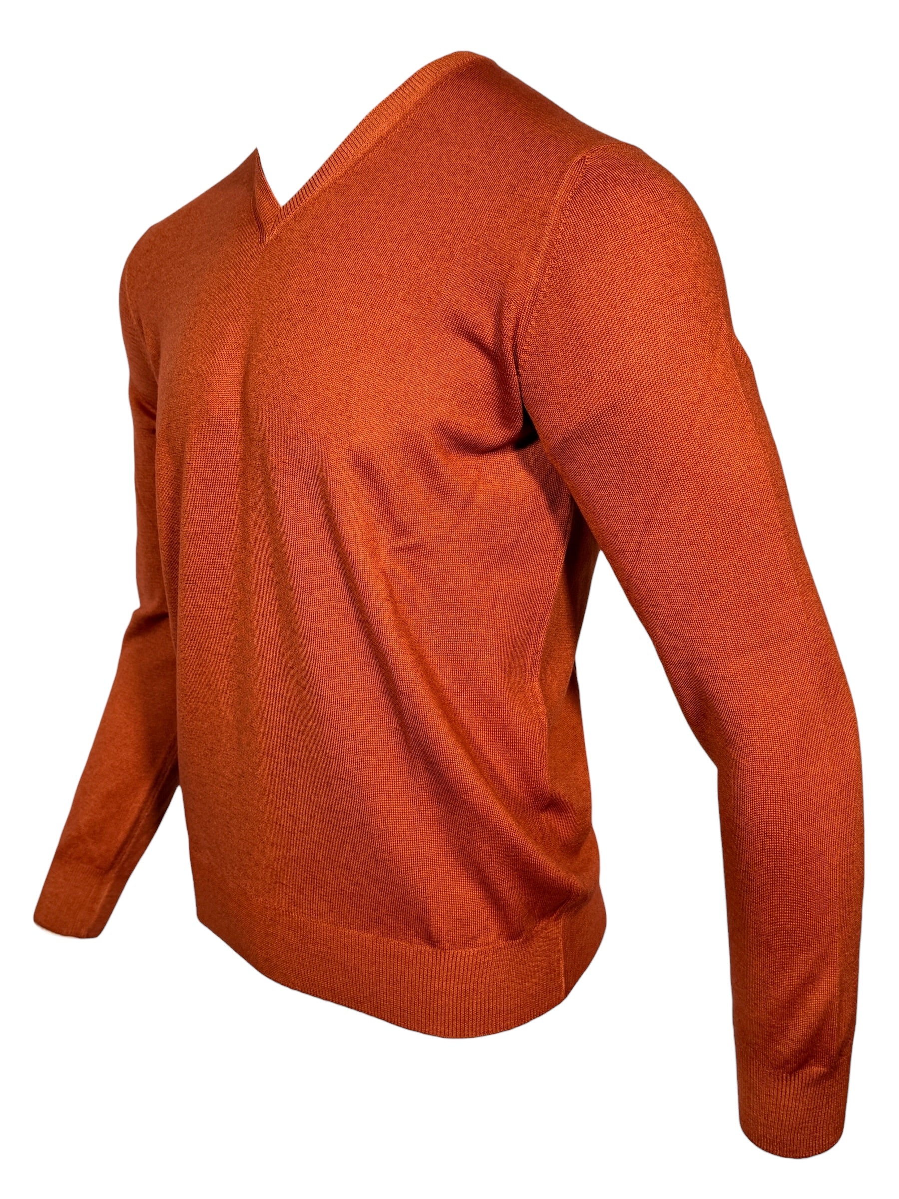 BUTTON DOWN MEN’S VINTAGE MERINO V-NECK SWEATER - ORANGE