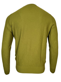 BUTTON DOWN WAFFLE WEAVE CREW SWEATER - LODEN
