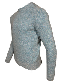 BUTTON DOWN MARL CREW SWEATER - TURQUOISE/WHITE
