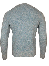 BUTTON DOWN MARL CREW SWEATER - TURQUOISE/WHITE