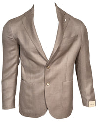 L.B.M. 1911 TAILORED WOOL/SILK/LINEN SPORT COAT - BEIGE HERRINGBONE