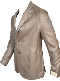 L.B.M. 1911 TAILORED WOOL/SILK/LINEN SPORT COAT - BEIGE HERRINGBONE