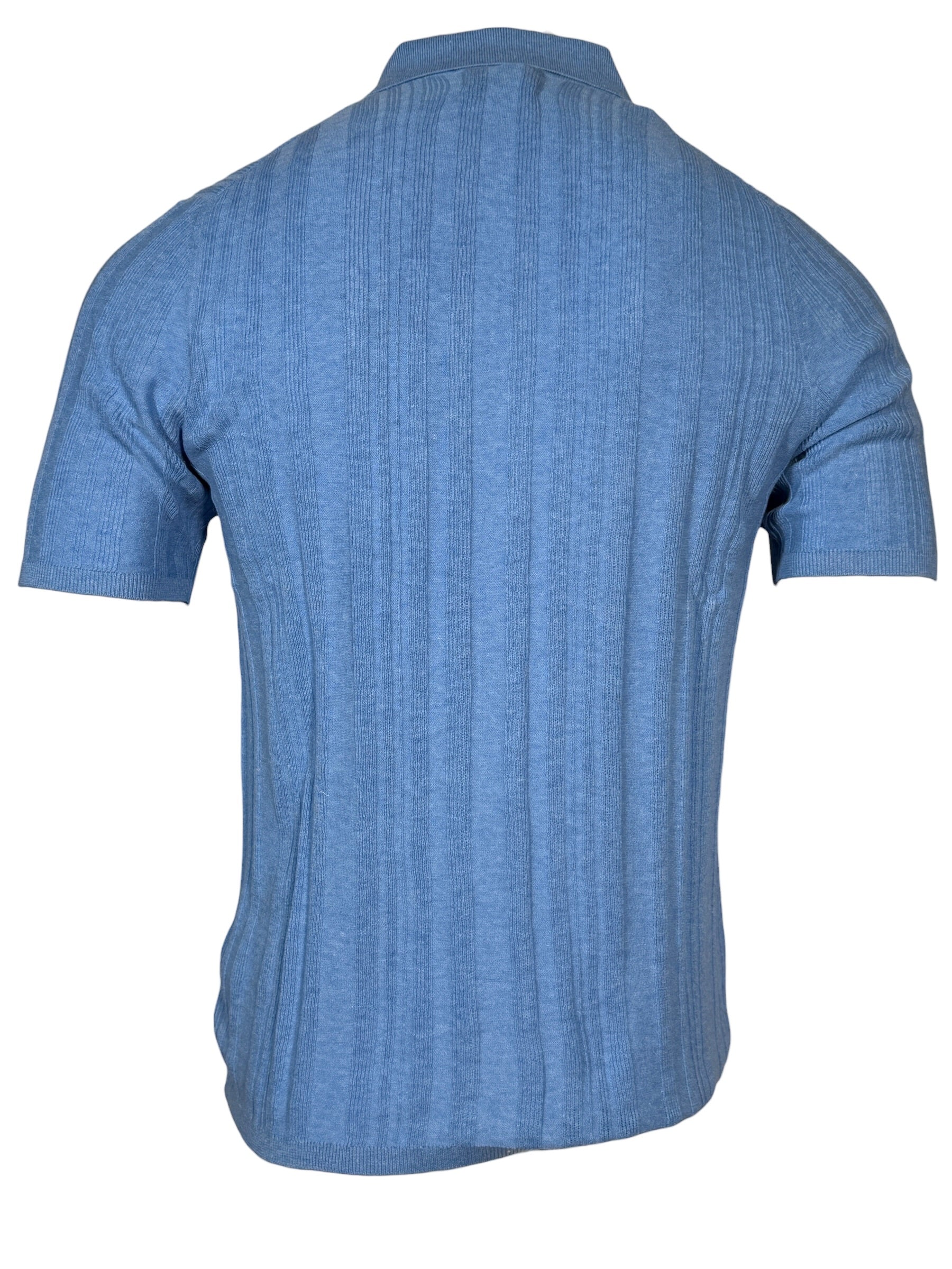 ALAN PAINE ABBOTSBURY SHORT SLEEVE BUTTON THROUGH SHIRT - CAROLINA BLUE