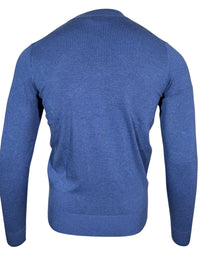 ALAN PAINE ROCOMBE FULL ZIP COTTON SWEATER - INDIGO MIX