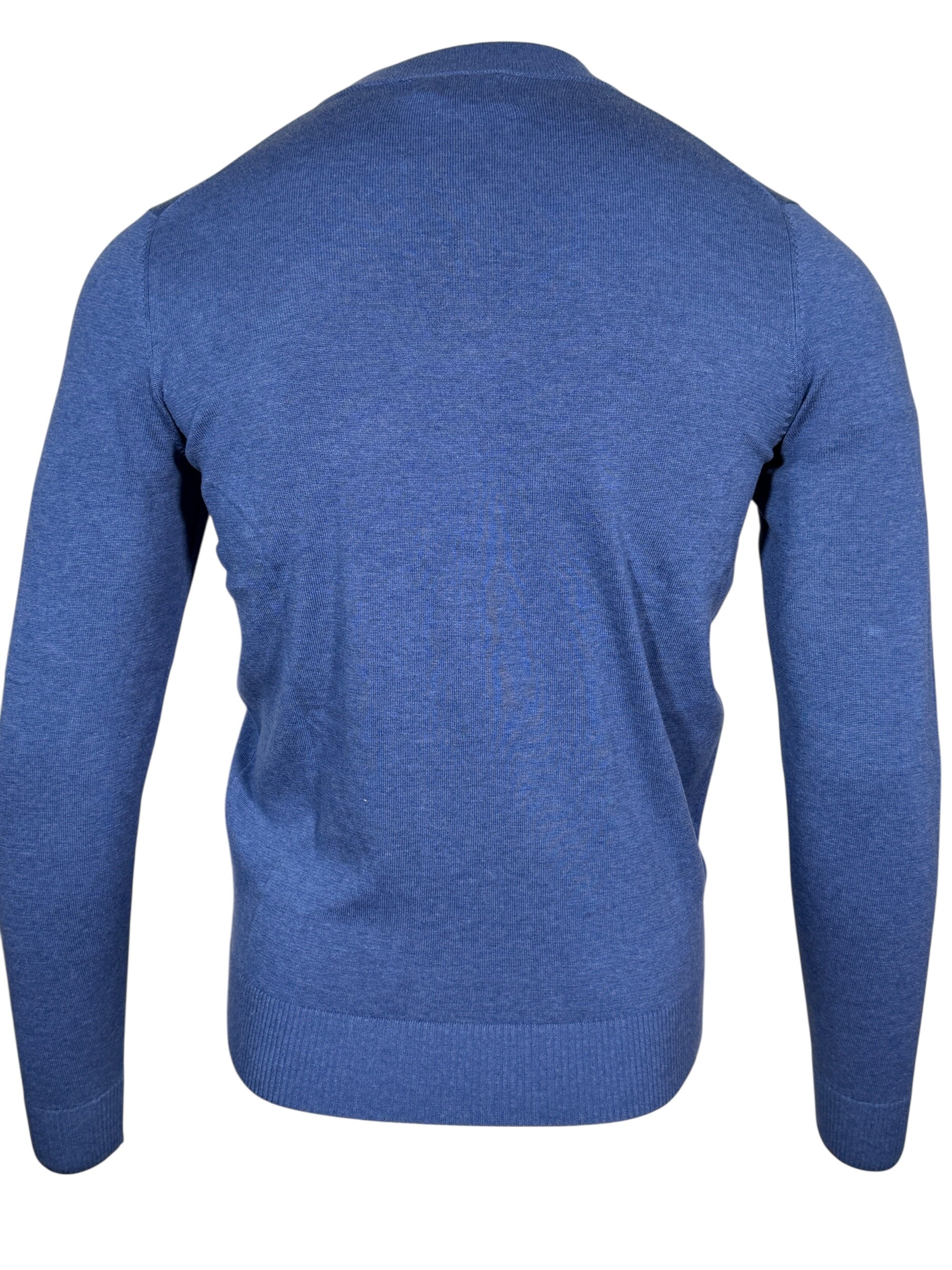 ALAN PAINE ROCOMBE FULL ZIP COTTON SWEATER - INDIGO MIX