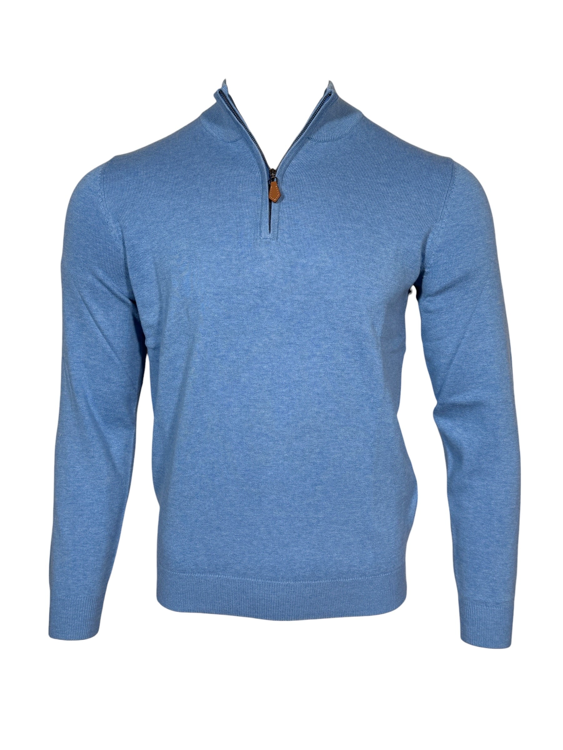 ALAN PAINE SELHURST QUARTER ZIP SWEATER - CAROLINA BLUE