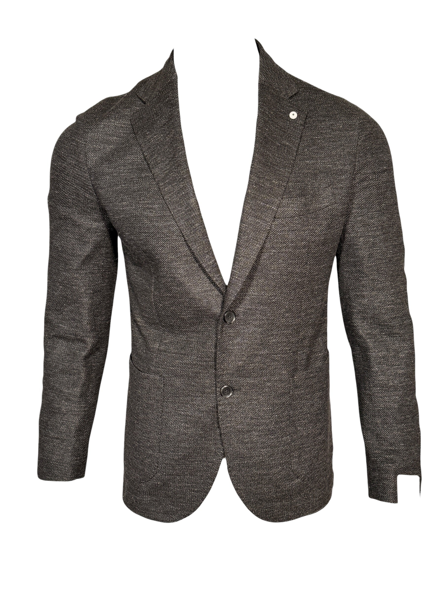 L.B.M. 1911 TAILORED LINEN/COTTON SPORT COAT - CHARCOAL MELANGE