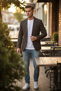 L.B.M. 1911 TAILORED LINEN/COTTON SPORT COAT - CHARCOAL MELANGE