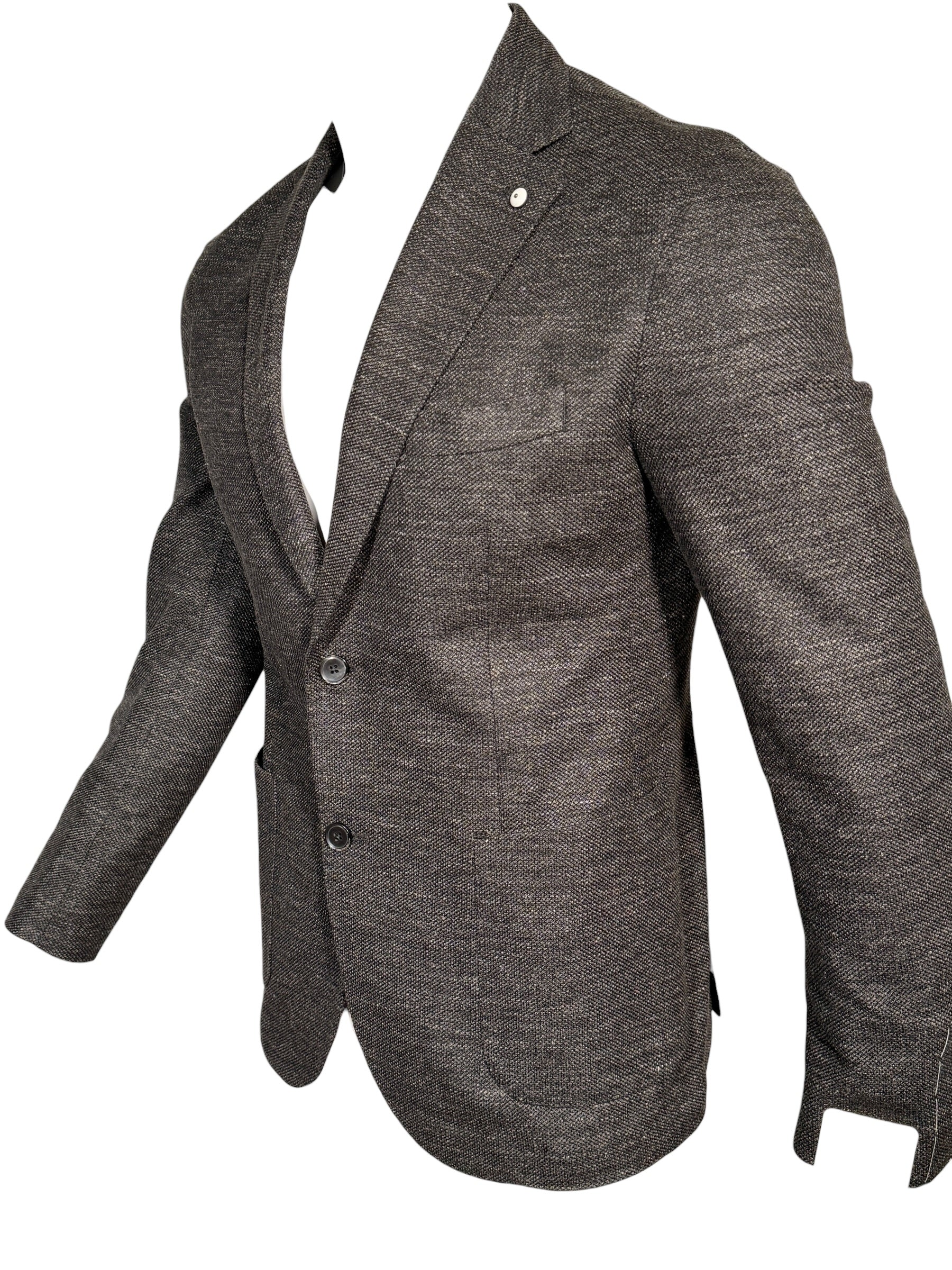 L.B.M. 1911 TAILORED LINEN/COTTON SPORT COAT - CHARCOAL MELANGE