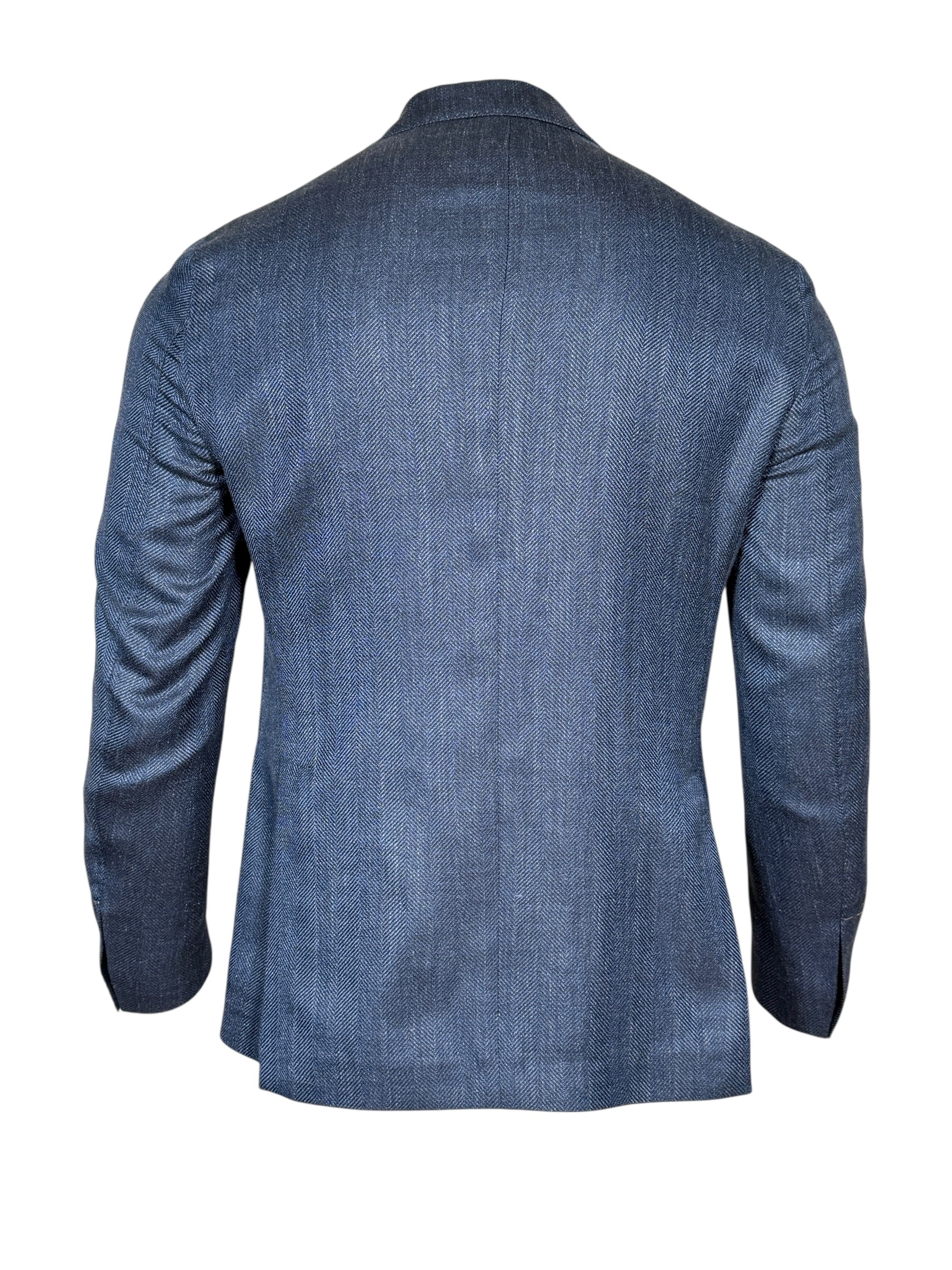 L.B.M. 1911 TAILORED WOOL/SILK/LINEN SPORT COAT - MARINE BLUE HERRINGBONE