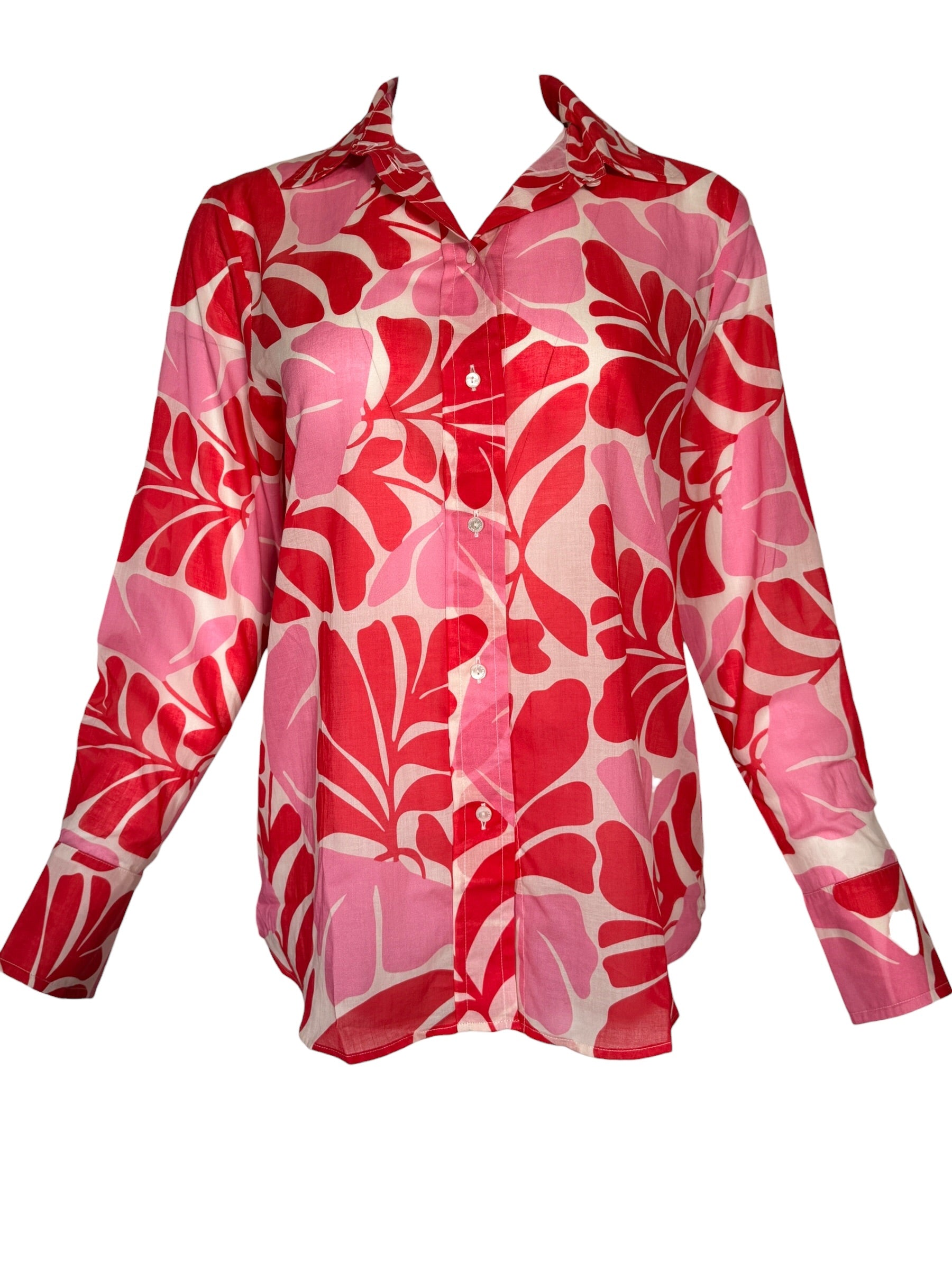 INES DE LA FRESSANGE MAUREENA SHIRT - RED/PINK FLORAL