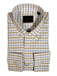 CALDER CARMEL MEN'S SHIRT - BLUE/GREEN FRAMED CHECK