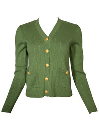 KINROSS RIB BUTTON FRONT VEE - VINE