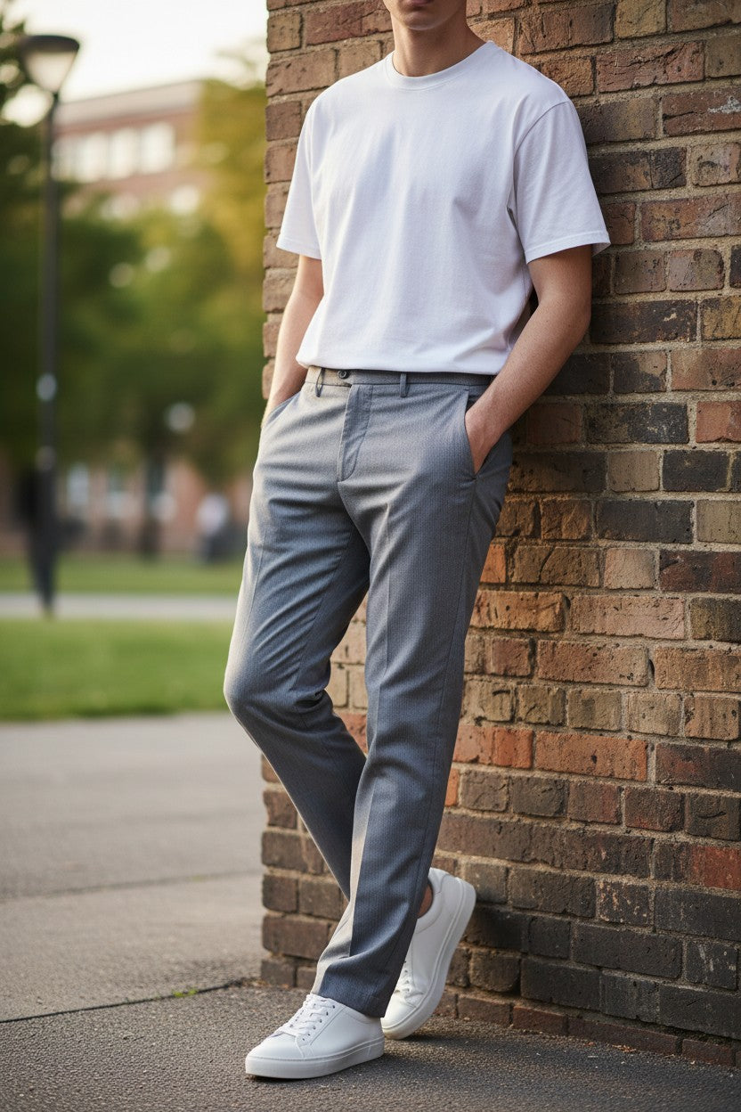 MASON'S MEN’S FINE STRIPE PANTS - NAVY