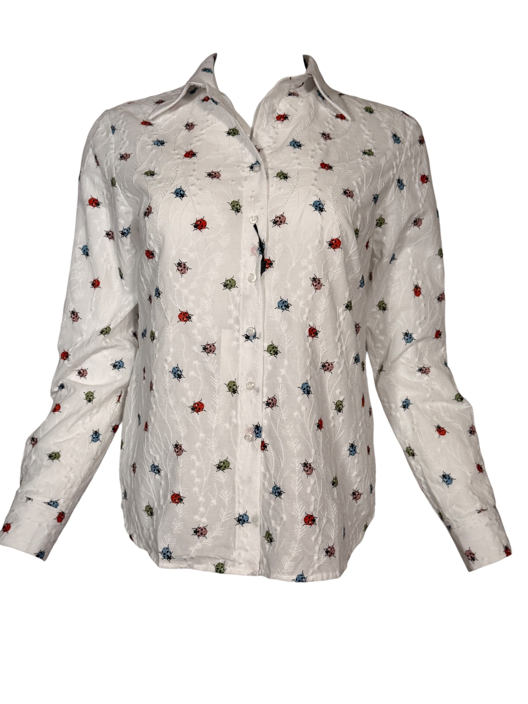 VLT'S BY VALENTINA'S LADYBUGS BLOUSE - WHITE