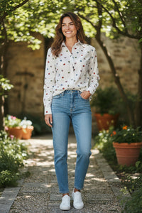 VLT'S BY VALENTINA'S LADYBUGS BLOUSE - WHITE