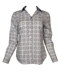 VLT'S BY VALENTINA'S LINK PATTERN BLOUSE - LIGHT BLUE