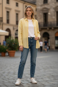 GIANGI NAPOLI WOMEN'S CATY LINEN SHIRT - YELLOW STRIPE