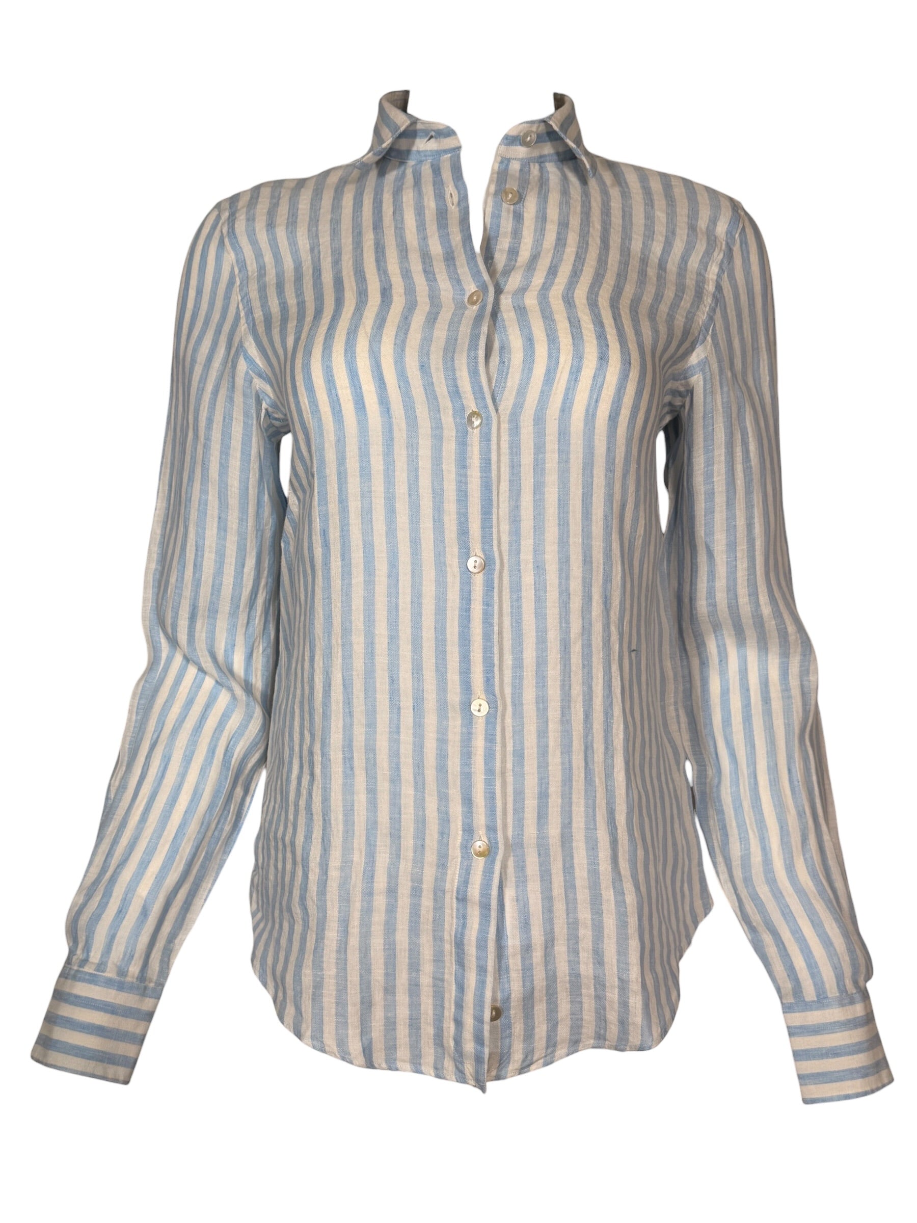GIANGI NAPOLI WOMEN'S CATY LINEN SHIRT - LIGHT BLUE STRIPE