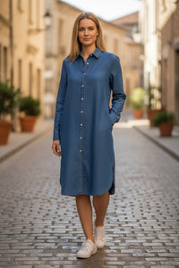 GIANGI NAPOLI WOMEN'S MARTA DENIM DRESS - DARK BLUE STONE WASH