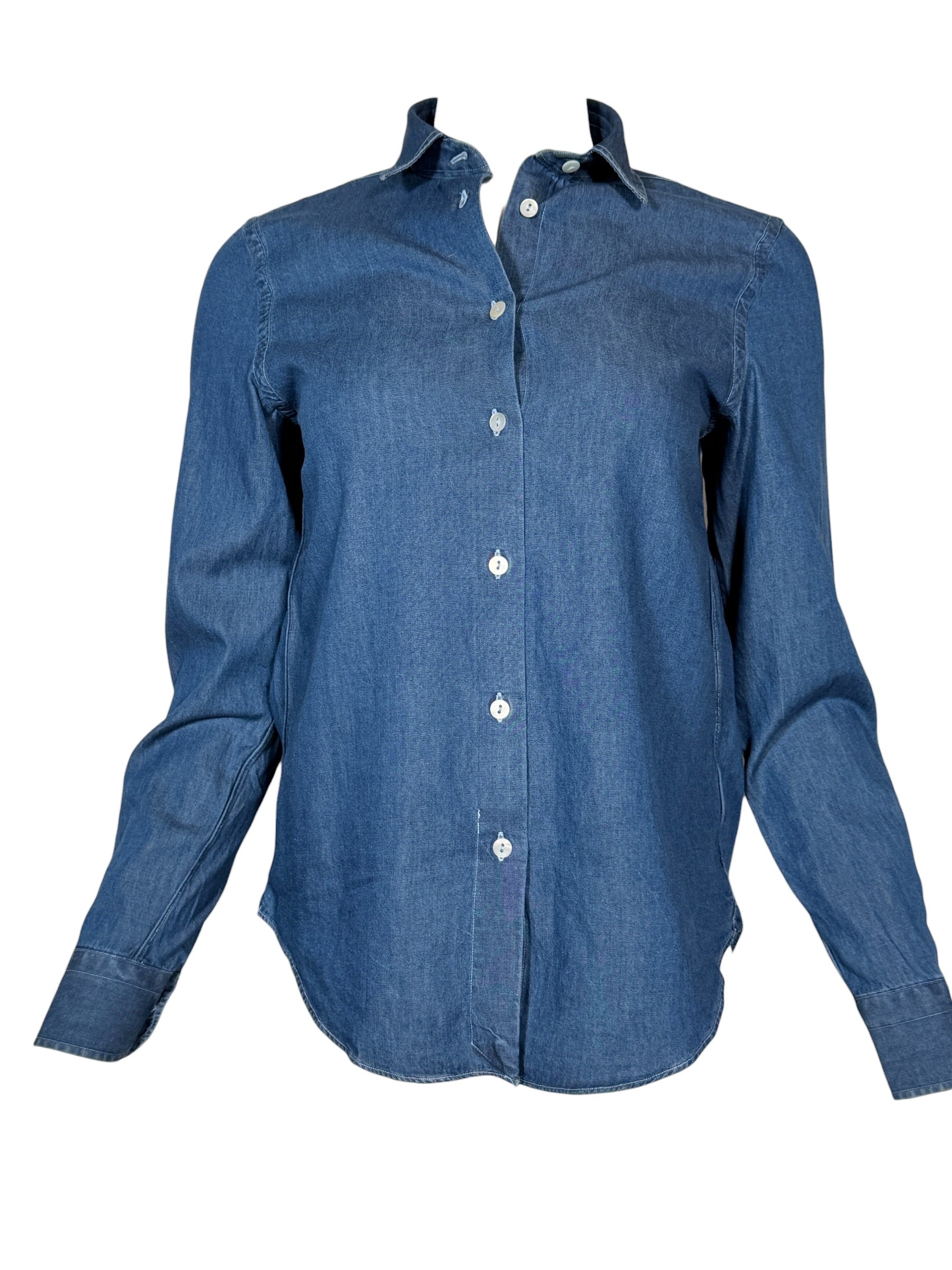 GIANGI NAPOLI WOMEN'S CATY DENIM SHIRT - DOUBLE STONE WASH MID BLUE