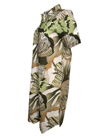 VLT'S BY VALENTINA'S FLORAL DRESS - GREEN/TAN