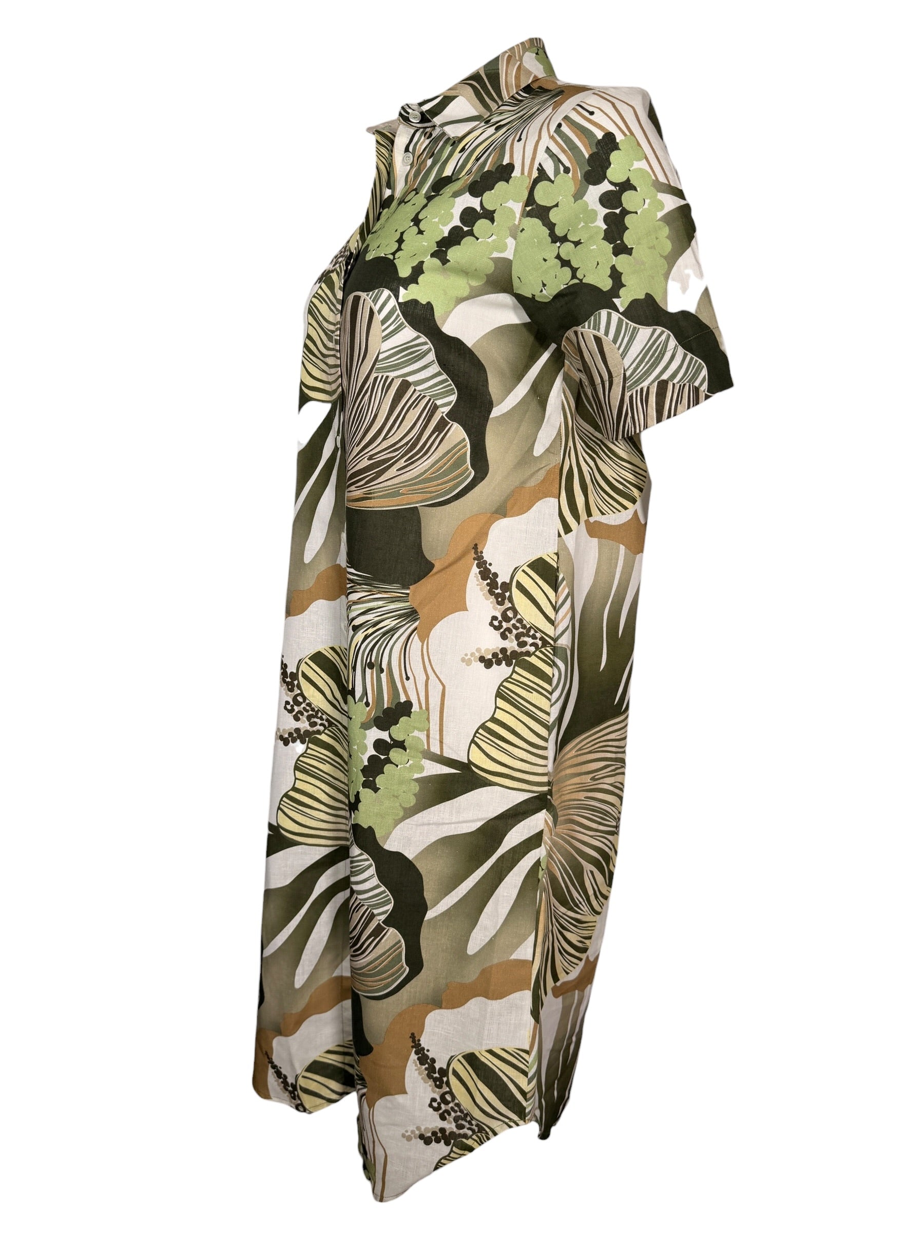 VLT'S BY VALENTINA'S FLORAL DRESS - GREEN/TAN