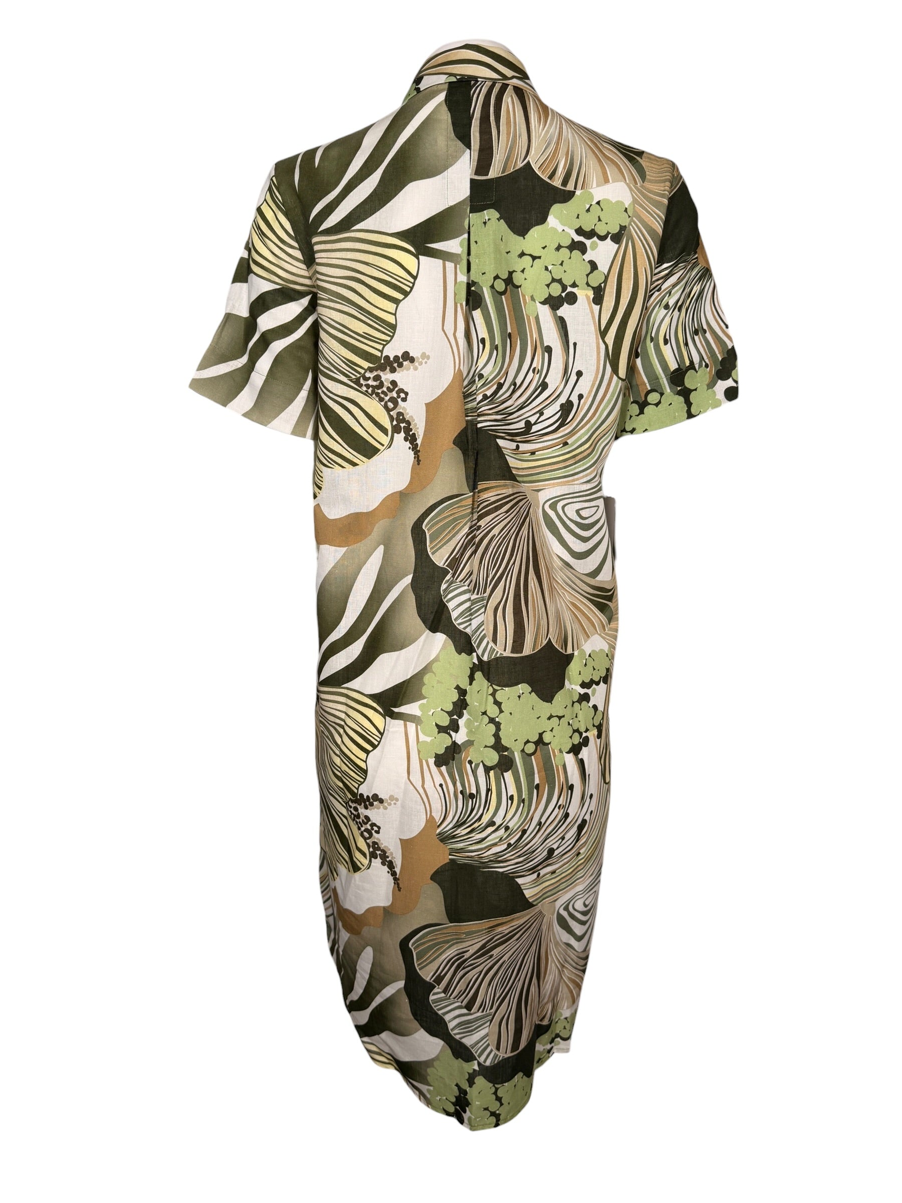 VLT'S BY VALENTINA'S FLORAL DRESS - GREEN/TAN