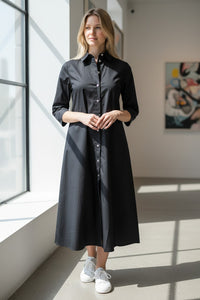 VLT'S BY VALENTINA'S SOLID DRESS - NAVY