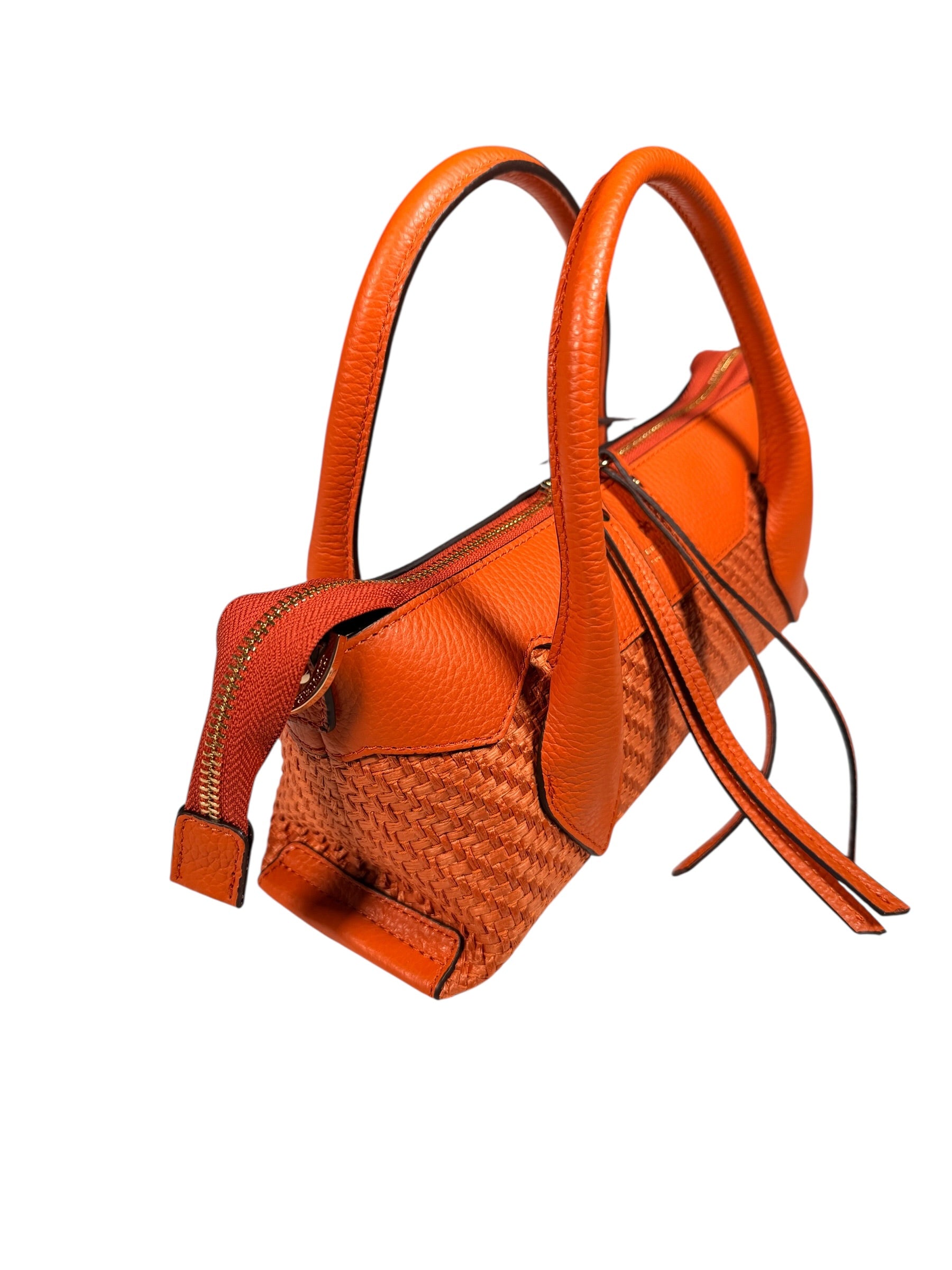 CUOIERIA FIORENTINA HOLLY SMALL RAFIA TOTE BAG - ORANGE