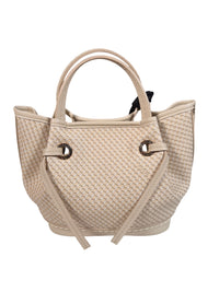 VISONA GIULIA COATED NYLON TOTE BAG - GREIGE