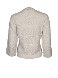 PUROTATTO ROUND NECK DIAMOND SWEATER - WHITE