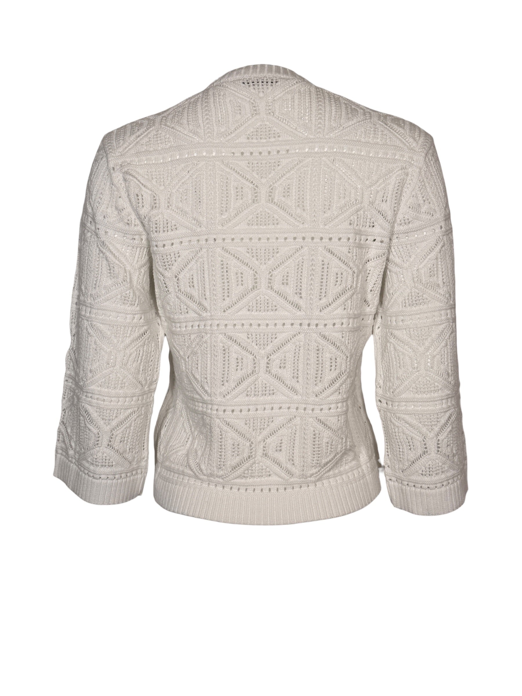 PUROTATTO ROUND NECK DIAMOND SWEATER - WHITE
