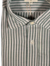 HARTFORD MEN'S CASUAL COTTON SHIRT - GREEN & WHITE STRIPE