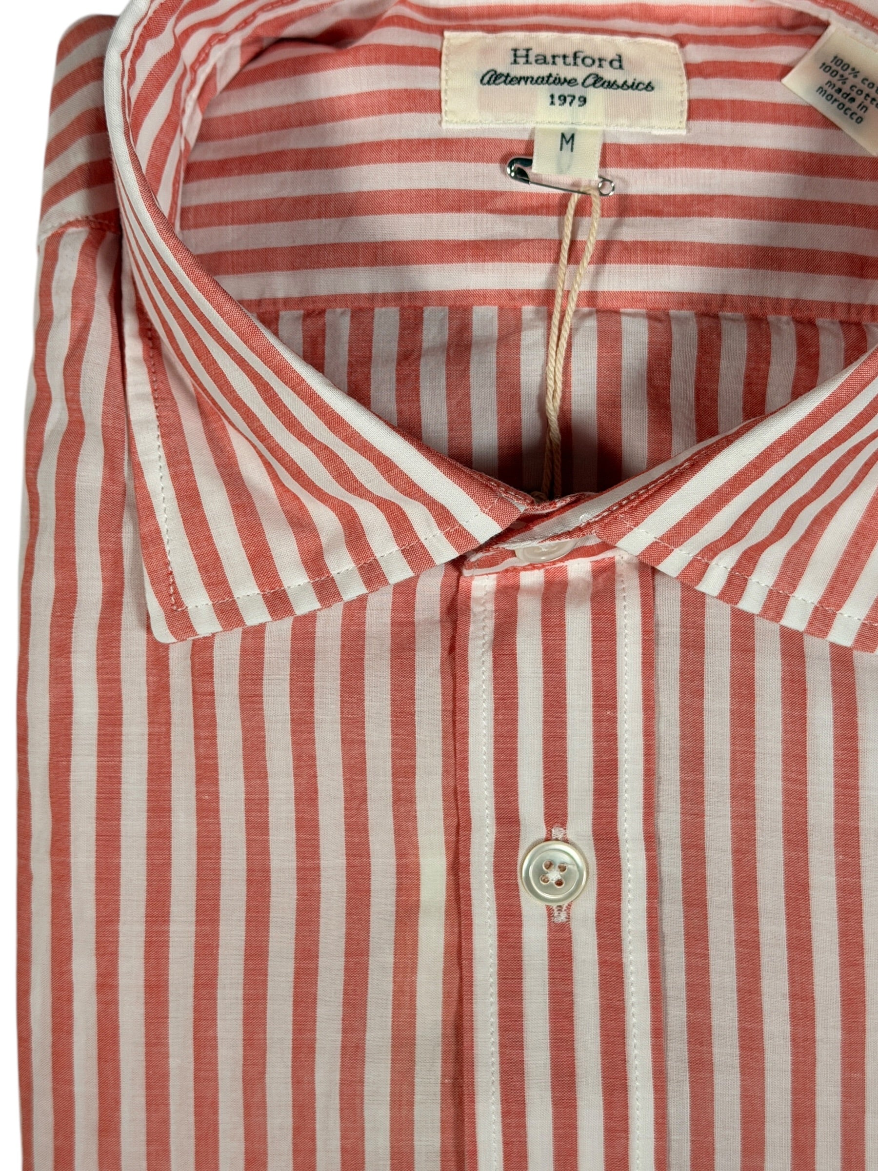 HARTFORD MEN'S CASUAL COTTON SHIRT - RED & WHITE STRIPE