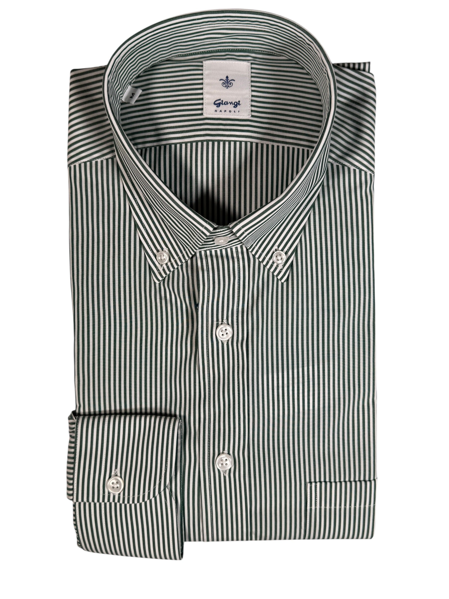 GIANGI NAPOLI MEN'S SHIRT - GREEN COMPACT STRIPE