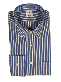 GIANGI NAPOLI MEN'S SHIRT - CHAMBRAY PANAMA STRIPE