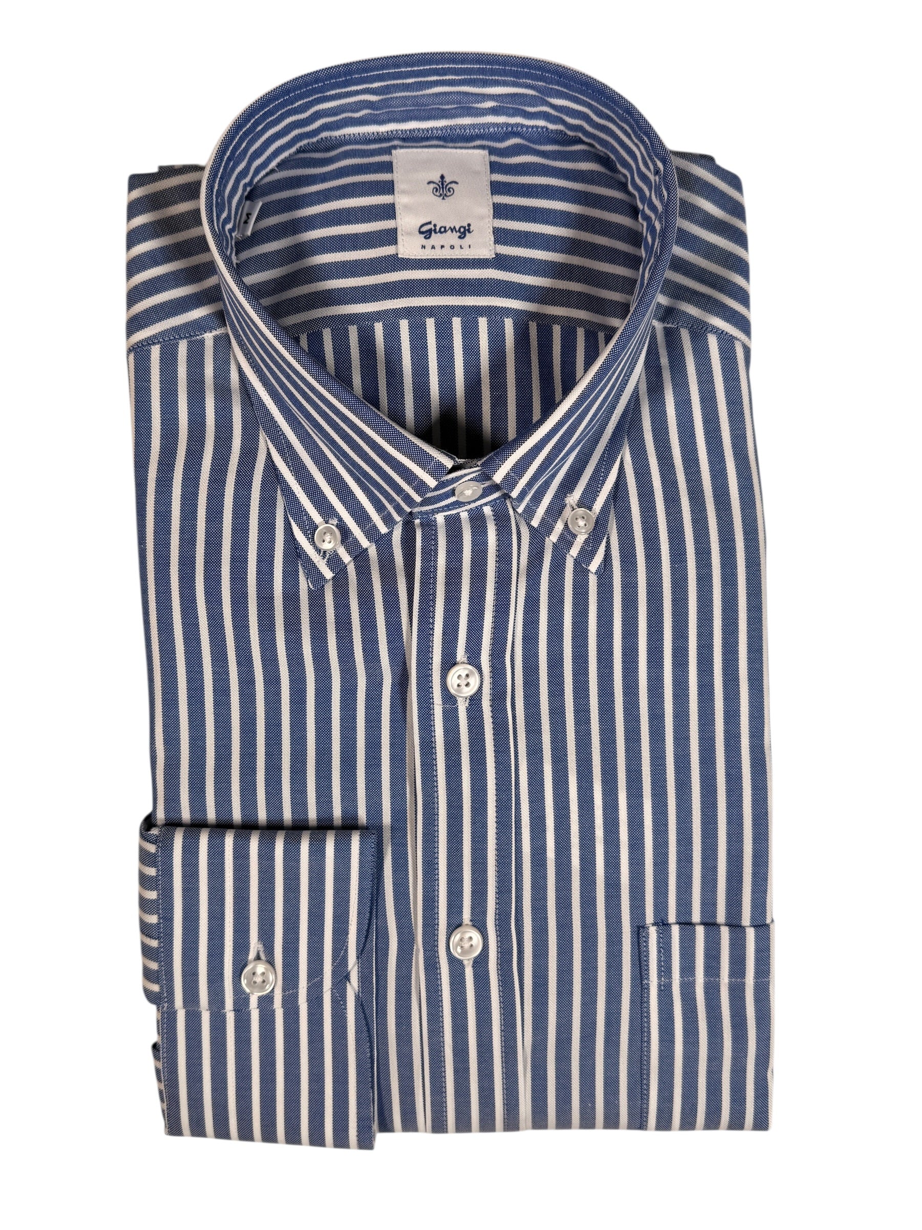 GIANGI NAPOLI MEN'S SHIRT - CHAMBRAY PANAMA STRIPE